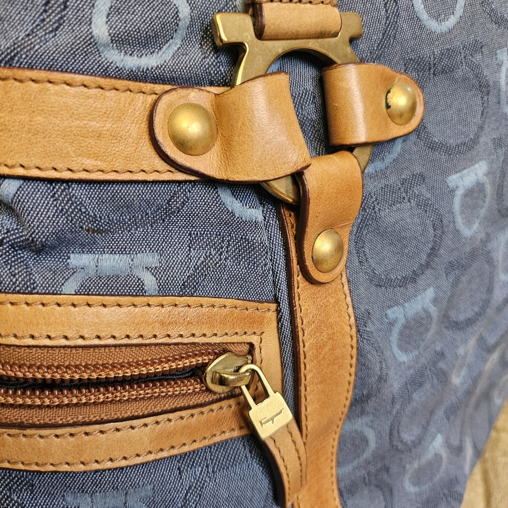 Authentic Salvatore Ferragamo denim tote bag - Picture 7 of 12